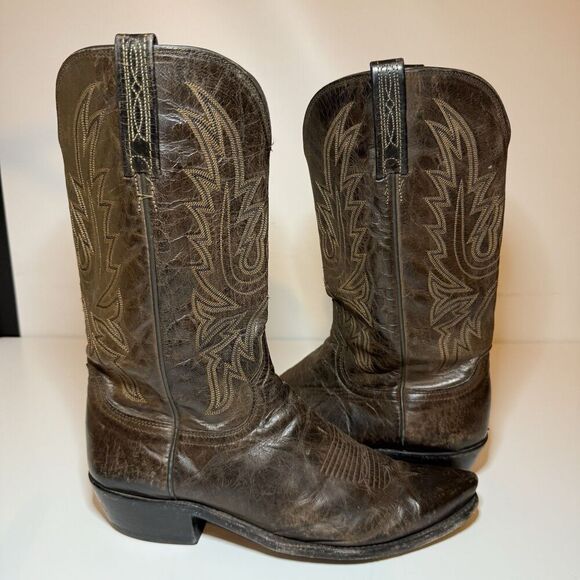 Lucchese 1883 Corbin Mad Dog Goat  Cowboy Boots Chocolate N1556R4 Size 10 D - Picture 5 of 12